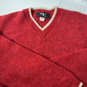 Vintage Wool USA Red V-neck Sweater Medium Womens